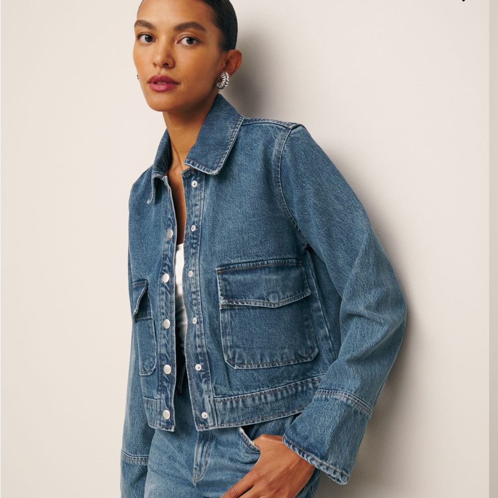 Reformation denim aviation jacket
